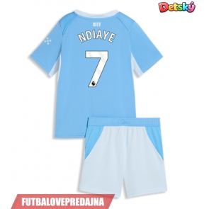 Lacne Dětský Futbalové dres Manchester City Iliman Ndiaye #7 2026-27 Krátky Rukáv - Domáci (+ trenírky)